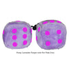 3 Inch Lavender Purple Fuzzy Dice with Hot Pink Dots