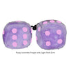 4 Inch Lavender Purple Fluffy Dice with Light Pink Dots