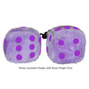 4 Inch Lavender Purple Fluffy Dice with Royal Purple Dots
