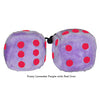 4 Inch Lavender Purple Fluffy Dice with Red Dots