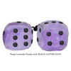 3 Inch Lavender Purple Fuzzy Dice with BLACK GLITTER DOTS