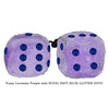 4 Inch Lavender Purple Fluffy Dice with ROYAL NAVY BLUE GLITTER DOTS