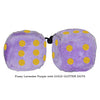 4 Inch Lavender Purple Fluffy Dice with GOLD GLITTER DOTS