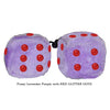 4 Inch Lavender Purple Fluffy Dice with RED GLITTER DOTS