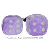 4 Inch Lavender Purple Fluffy Dice with SILVER GLITTER DOTS