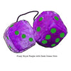 3 Inch Royal Purple Furry Dice with Dark Green Dots