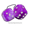3 Inch Royal Purple Furry Dice with Grey Dots