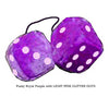 3 Inch Royal Purple Furry Dice with LIGHT PINK GLITTER DOTS