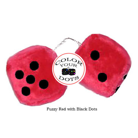 3 Inch Red Fuzzy Car Dice with Black Dots