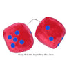 3 Inch Red Fuzzy Car Dice with Royal Navy Blue Dots