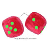 3 Inch Red Fuzzy Car Dice with Lime Green Dots