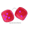 4 Inch Red Fuzzy Car Dice with Hot Pink Dots