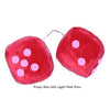 3 Inch Red Fuzzy Car Dice with Light Pink Dots
