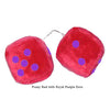 4 Inch Red Fuzzy Car Dice with Royal Purple Dots