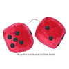 4 Inch Red Fuzzy Car Dice with BLACK GLITTER DOTS