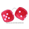 3 Inch Red Fuzzy Car Dice with LIGHT PINK GLITTER DOTS