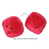 3 Inch Red Fuzzy Car Dice with RED GLITTER DOTS