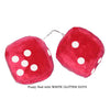 3 Inch Red Fuzzy Car Dice with WHITE GLITTER DOTS