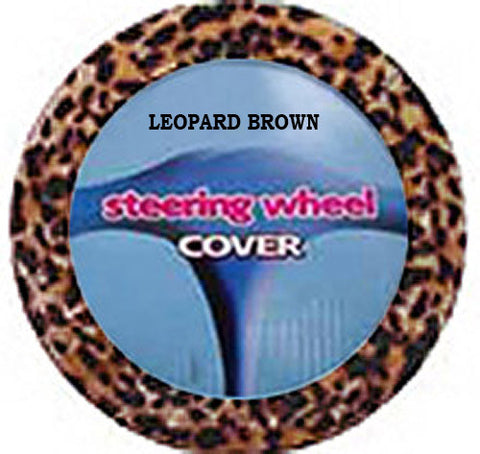 Furry Steering Wheel Cover - Leopard Brown