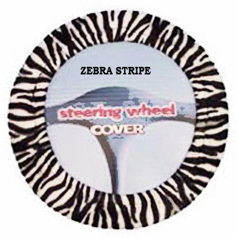 Fuzzy Steering Wheel Cover - Zebra Stripe