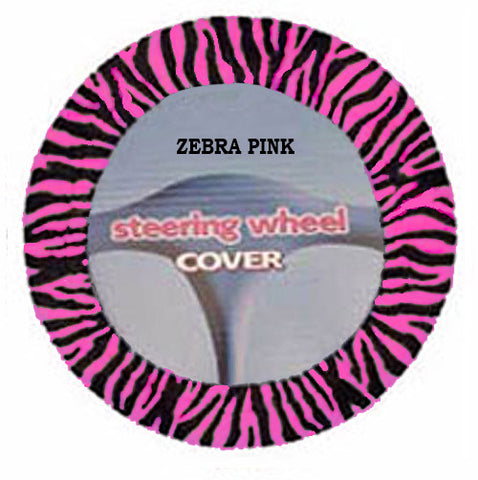 Furry Steering Wheel Cover - Zebra Pink
