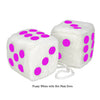 3 Inch White Fuzzy Car Dice with Hot Pink Dots