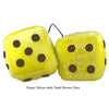 3 Inch Yellow Fuzzy Dice with Dark Brown Dots