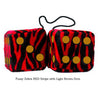 3 Inch Zebra Red Furry Dice with Light Brown Dots