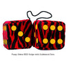 4 Inch Zebra Red Fluffy Dice with Goldenrod Dots