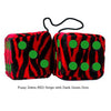 3 Inch Zebra Red Furry Dice with Dark Green Dots