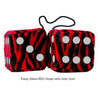 4 Inch Zebra Red Fluffy Dice with Grey Dots