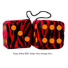 4 Inch Zebra Red Fluffy Dice with Orange Dots