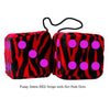 3 Inch Zebra Red Furry Dice with Hot Pink Dots