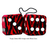 4 Inch Zebra Red Fluffy Dice with White Dots