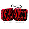 4 Inch Zebra Red Fluffy Dice with RED GLITTER DOTS