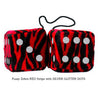 4 Inch Red Zebra Fluffy Dice with SILVER GLITTER DOTS