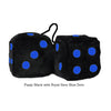 4 Inch Black Fuzzy Dice with Royal Navy Blue Dots