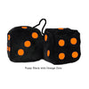 4 Inch Black Fuzzy Dice with Orange Dots