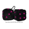 4 Inch Black Fuzzy Dice with HOT PINK GLITTER DOTS