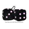 4 Inch Black Fuzzy Dice with LIGHT PINK GLITTER DOTS