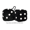 4 Inch Black Fuzzy Dice with WHITE GLITTER DOTS